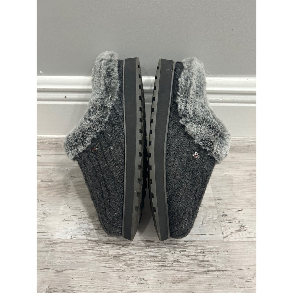 BOBS from Skechers Keepsakes Ice Angel Charcoal Gray Shoes Cable Knit Slippers 8 - Picture 3 of 6
